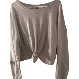 Free People Beach Culver City Women's XL Long Sleeve Tie Front Casual Top Cream